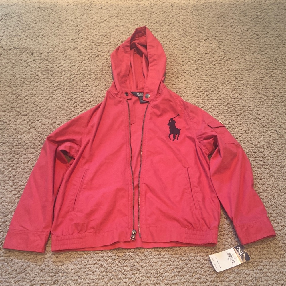 Unisex Nantucket Red Polo by Ralph Lauren Zip Up Hooded Jacket w/Big Pony-Size 7